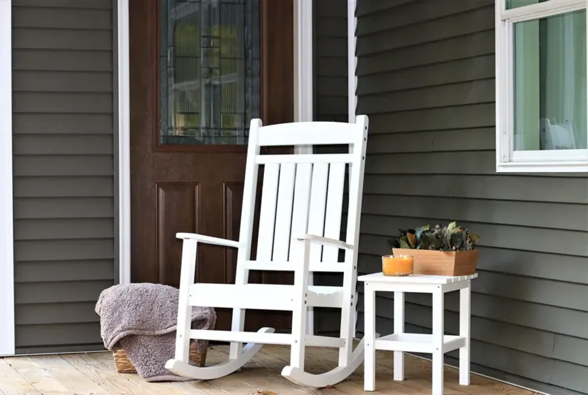 Breezey Outdoor Adirondack Rocking Chair - White