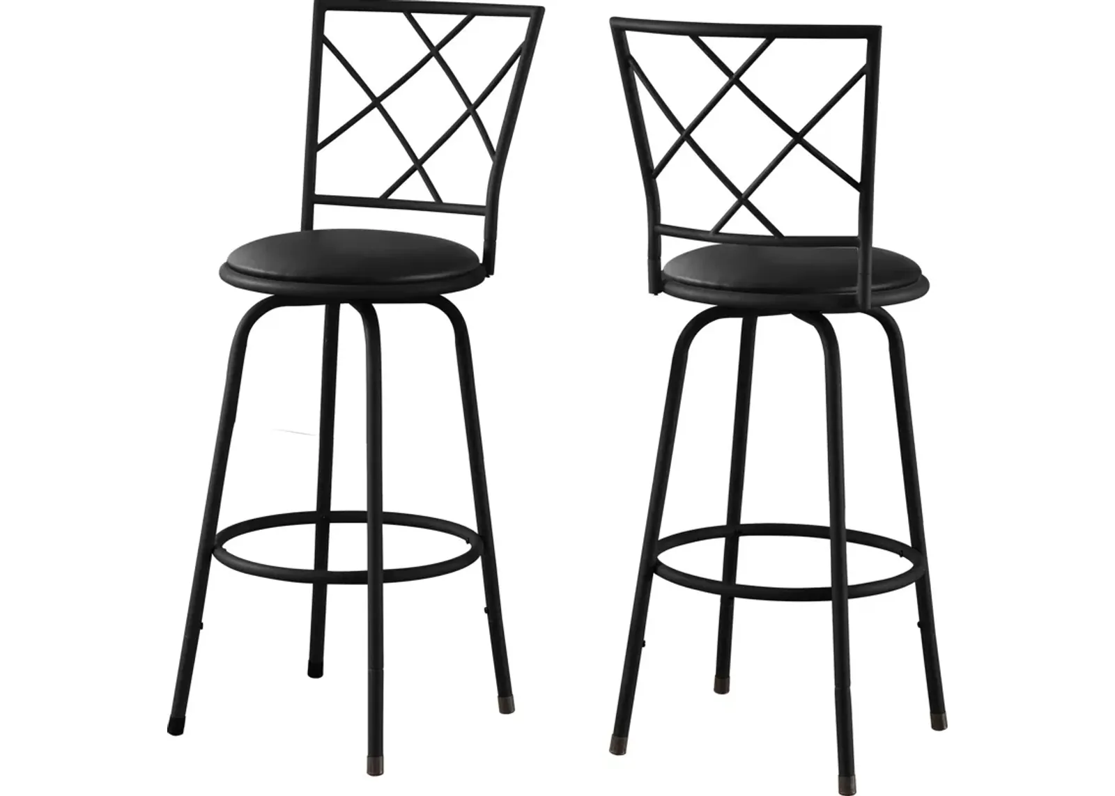 Sara Set of 2 Swivel Bar Stools - Black/Black