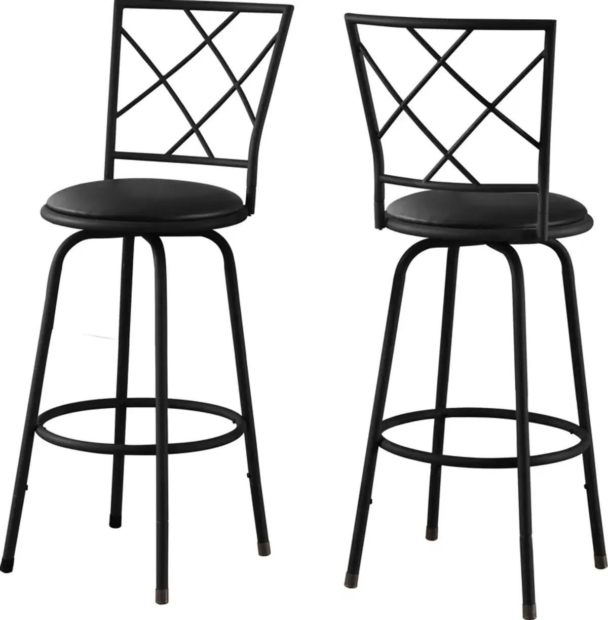 Sara Set of 2 Swivel Bar Stools - Black/Black