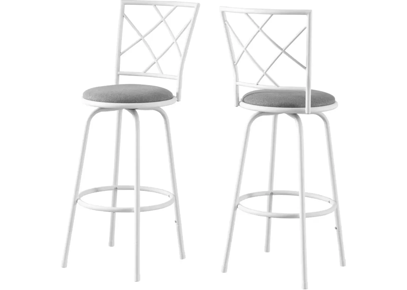 Sara Set of 2 Swivel Bar Stools - White/Gray