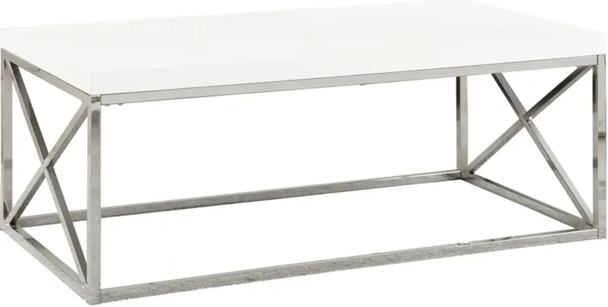 Nicholas Coffee Table - White/Chrome