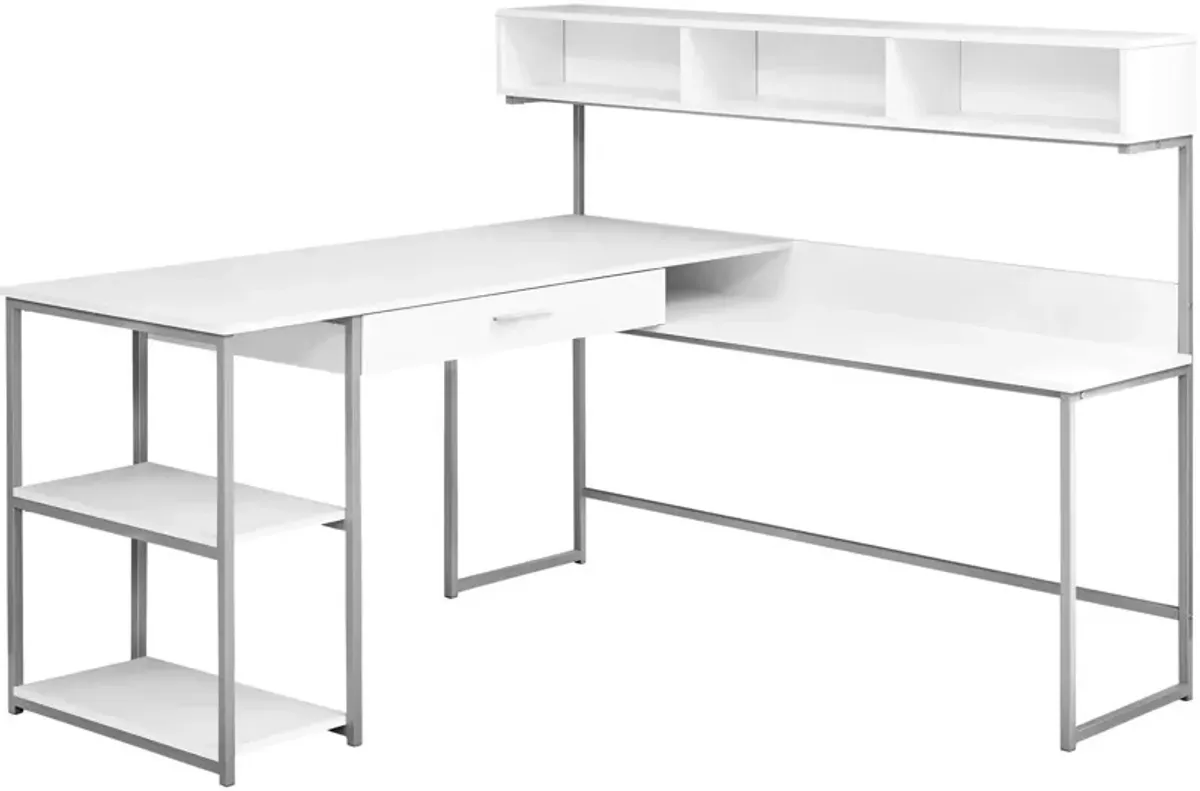 Estella L-Shaped Desk - White/Gray