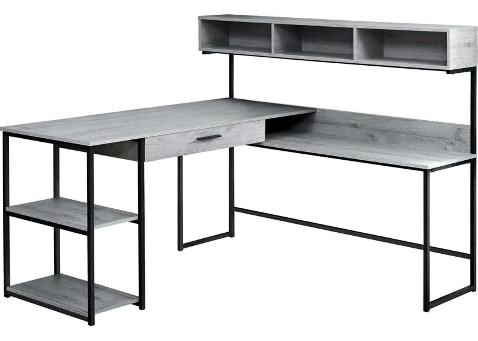 Estella L-Shaped Desk - Gray/Black