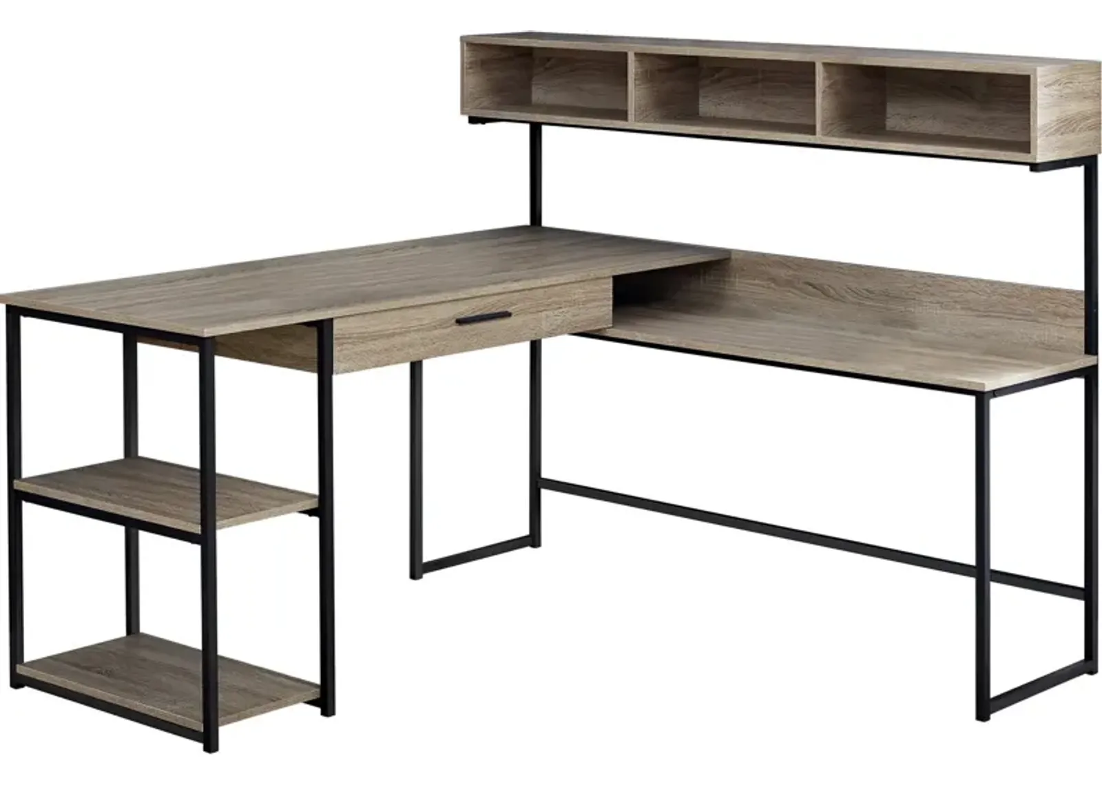 Estella L-Shaped Desk - Dark Taupe/Black