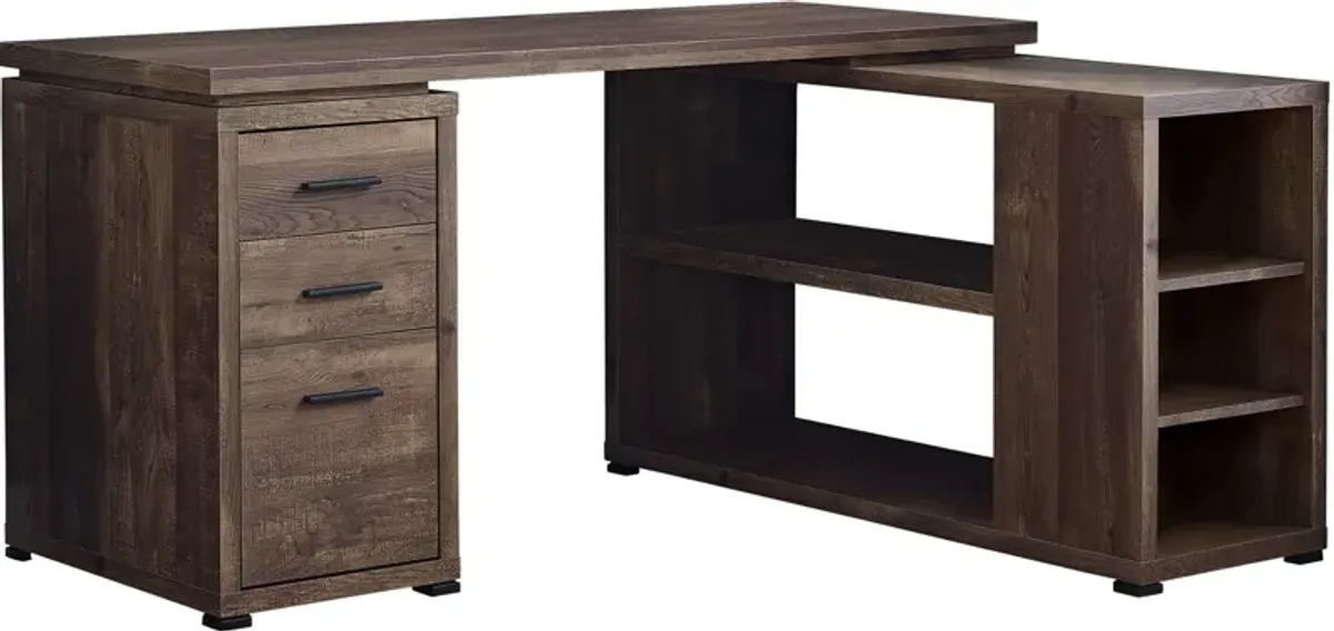 Alberta L-Shaped Desk - Brown