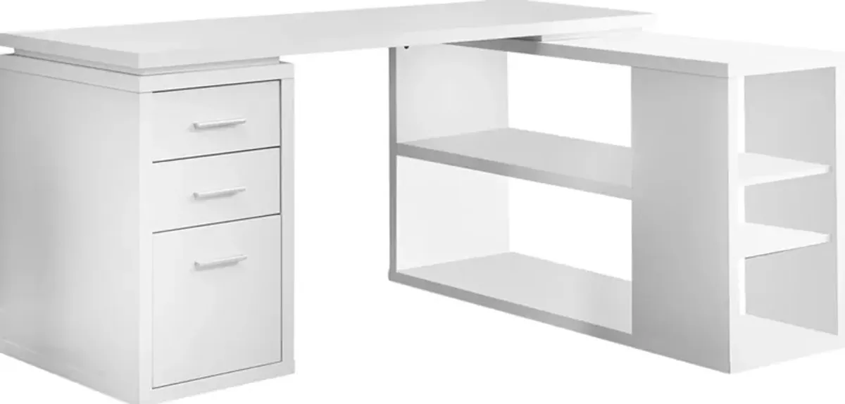 Alberta L-Shaped Desk - White