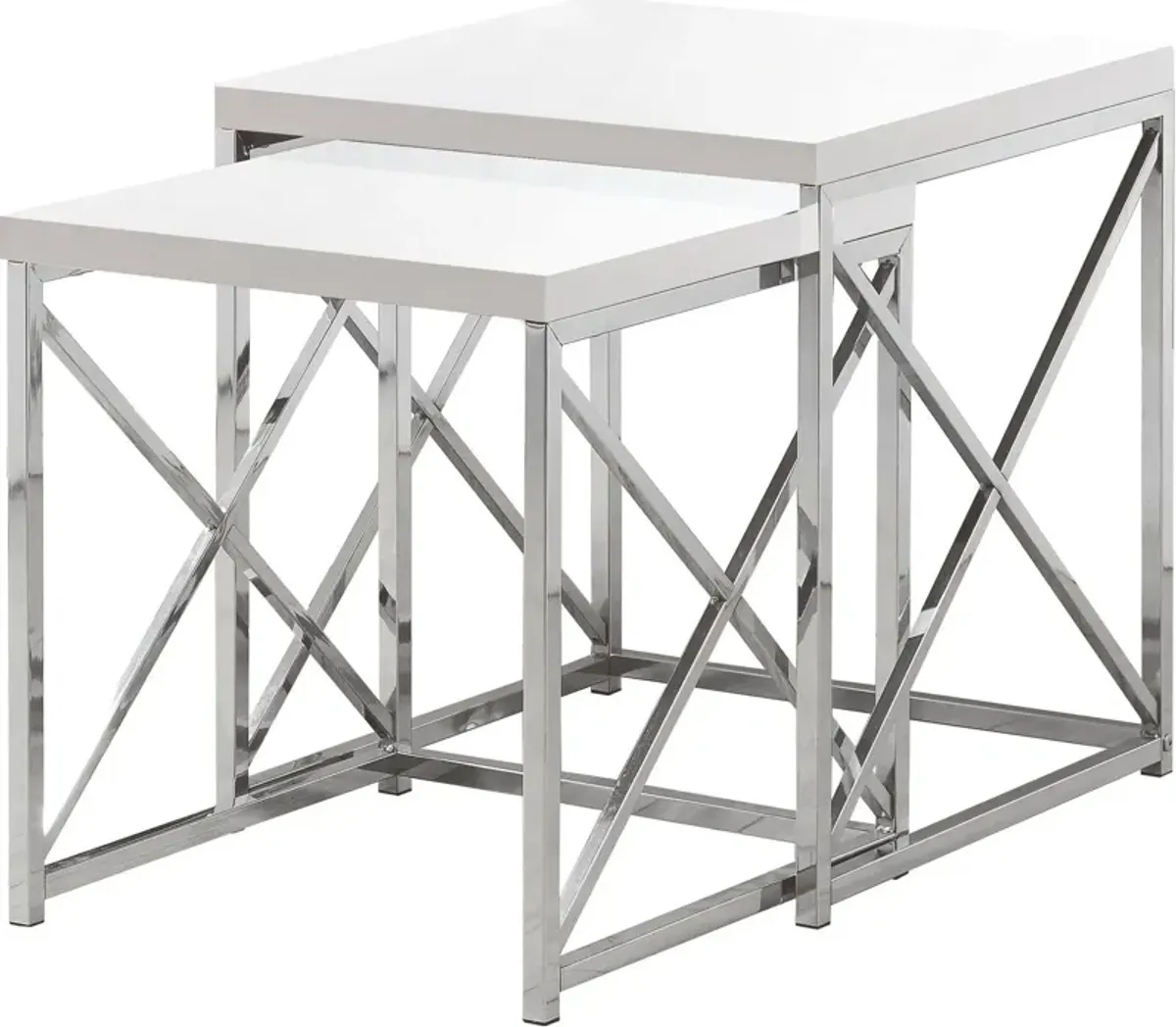 Theresa Set of 2 Nesting Tables - White/Chrome