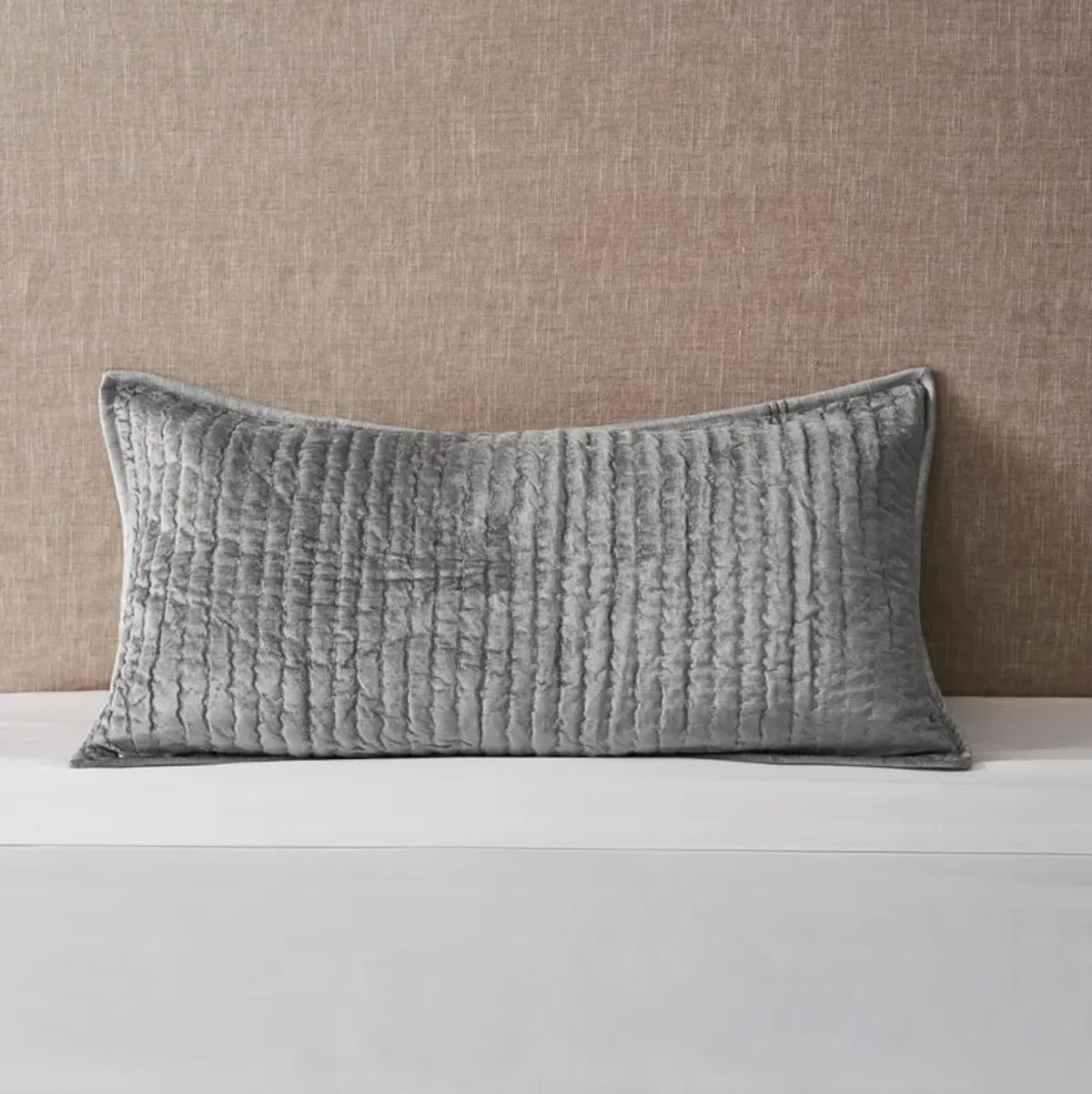 Bari Velvet King Pillow Sham - Gray