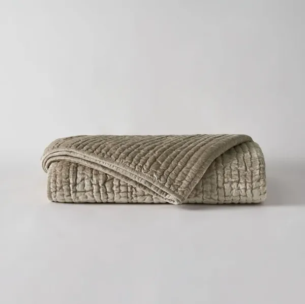 Bari Velvet Queen Quilt - Pebble