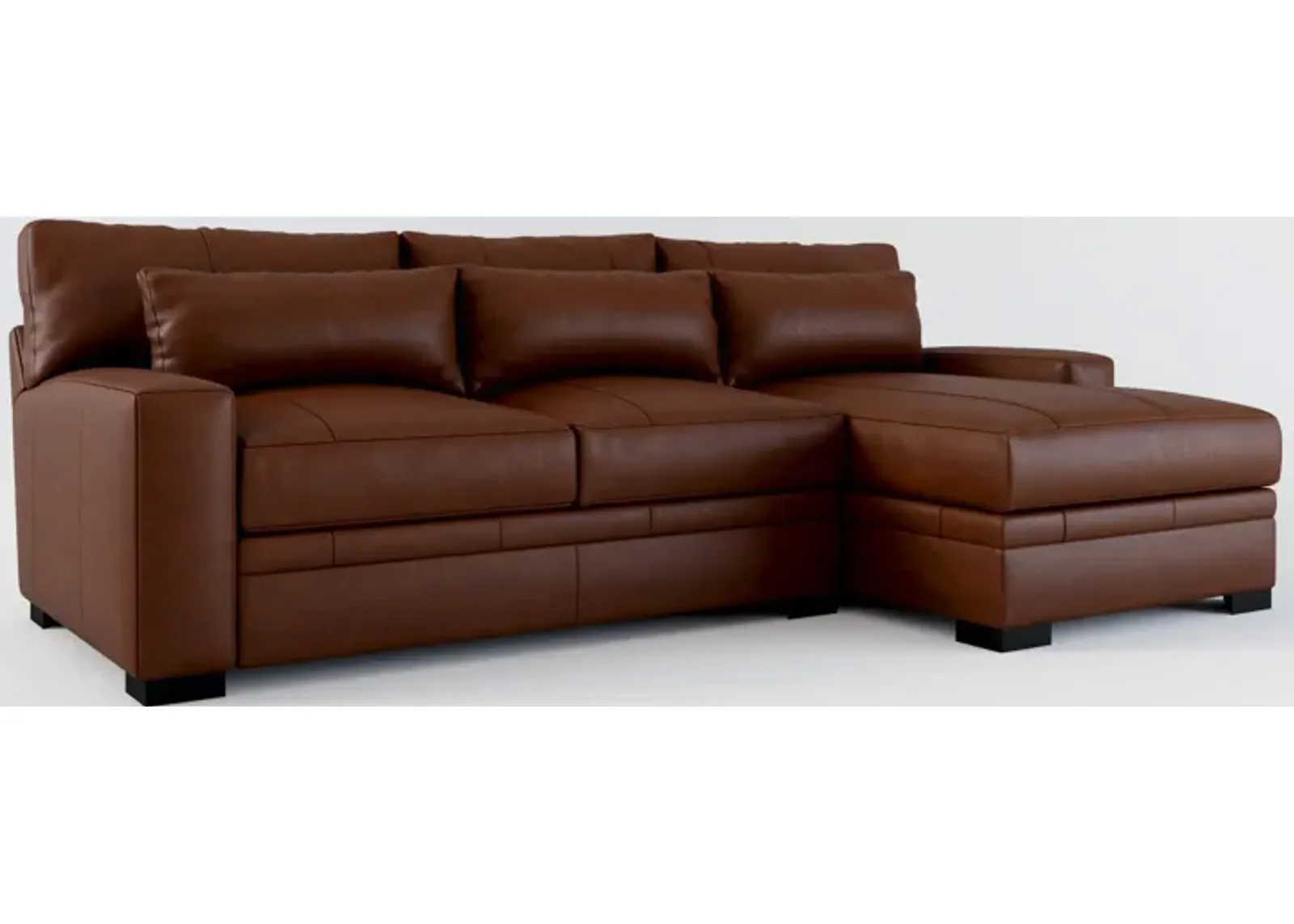 Winston 2-Piece Leather Foam Comfort Sectional With Right-Facing Chaise - Bruno Canyon