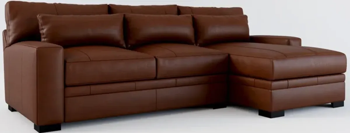 Winston 2-Piece Leather Foam Comfort Sectional With Right-Facing Chaise - Bruno Canyon