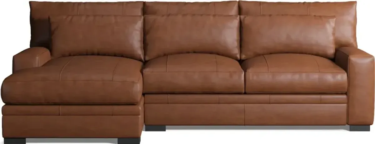 Winston 2-Piece Leather Foam Comfort Sectional With Left-Facing Chaise - Bruno Canyon