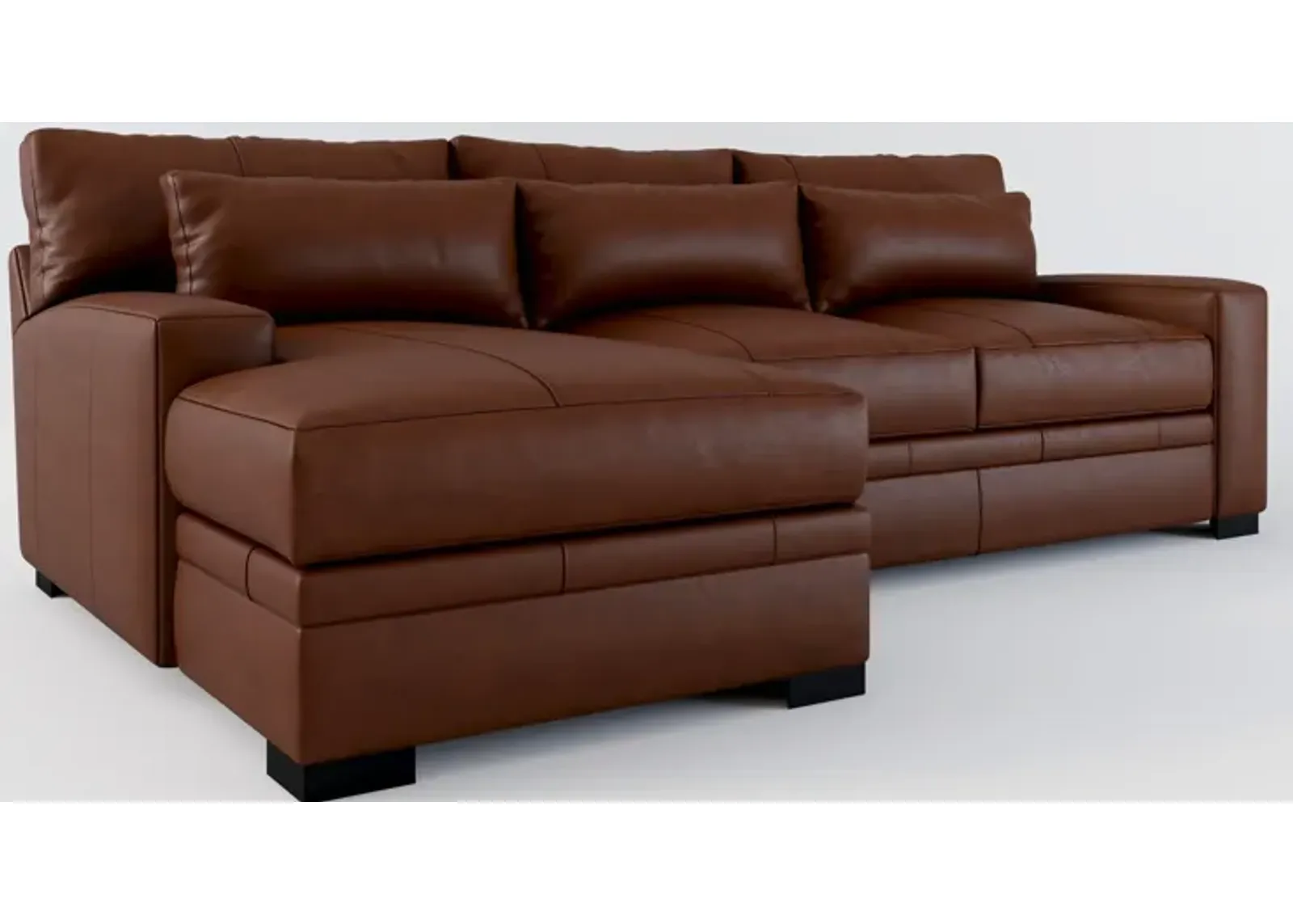 Winston 2-Piece Leather Foam Comfort Sectional With Left-Facing Chaise - Bruno Canyon