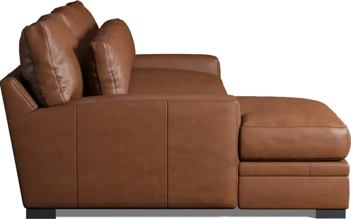 Winston 2-Piece Leather Hybrid Comfort Sectional With Left-Facing Chaise - Bruno Canyon