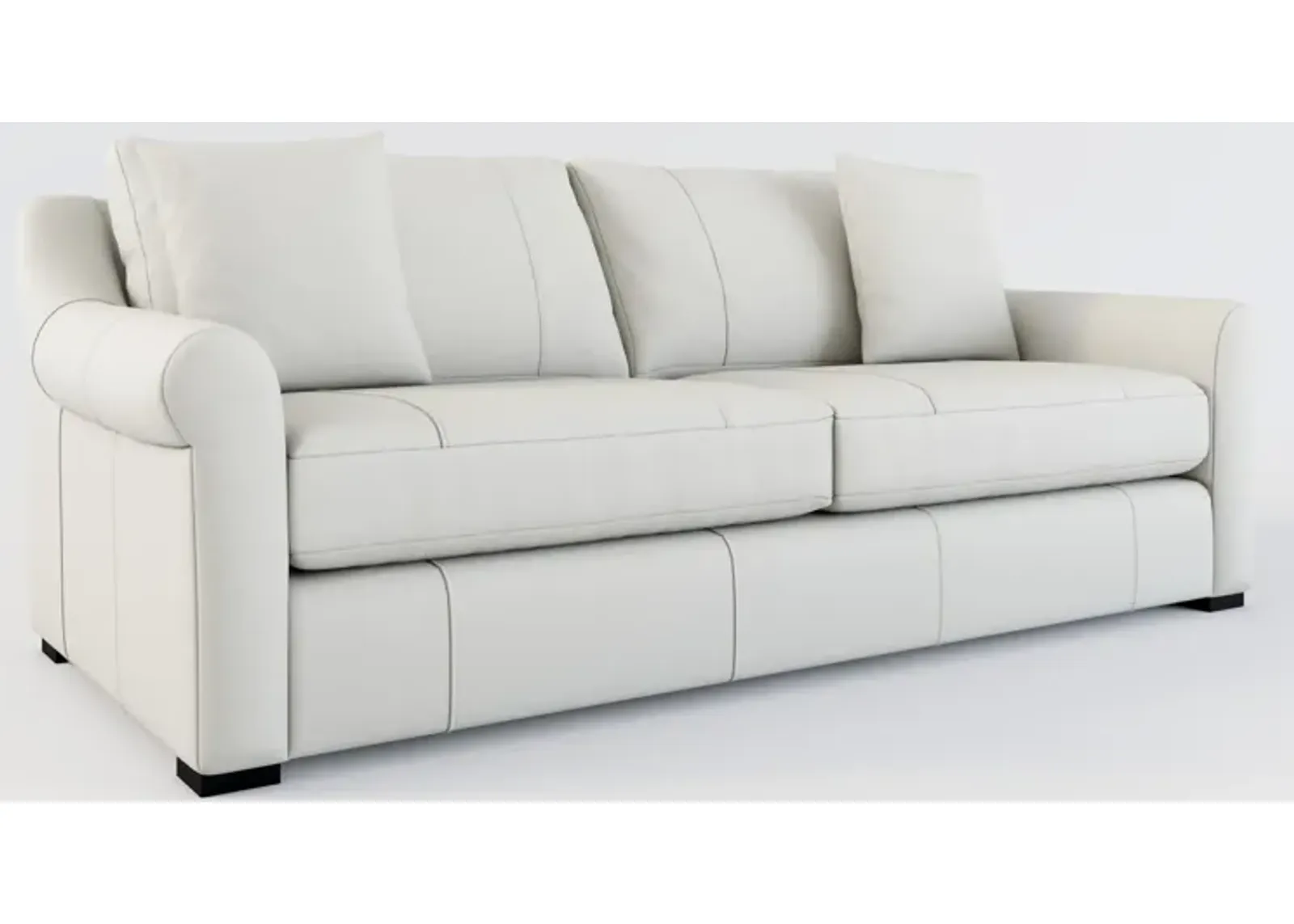 Bowery Leather Foam Comfort 87" Sleeper Sofa - Siena Snow