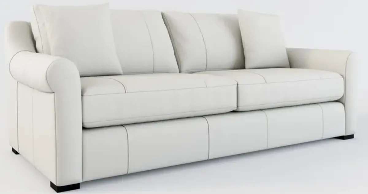 Bowery Leather Foam Comfort 87" Sleeper Sofa - Siena Snow