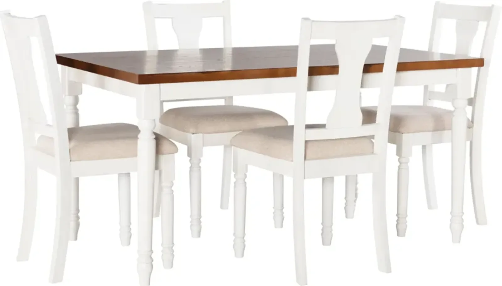 Clayes Dining Table and 4 Chairs - White and Brown