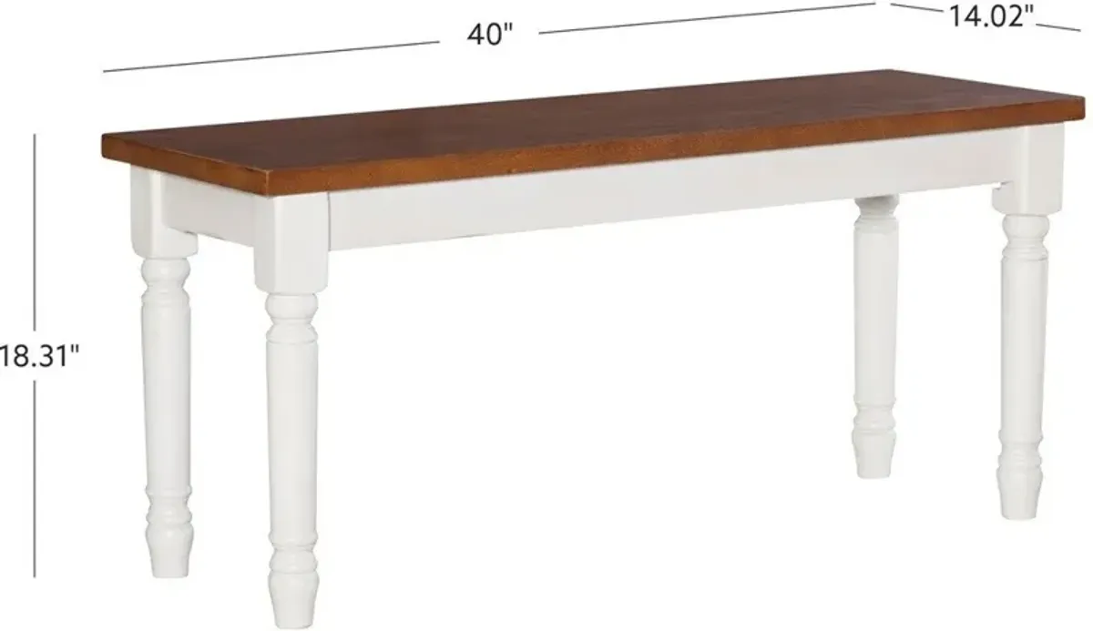 Clayes Dining Bench - White and Brown