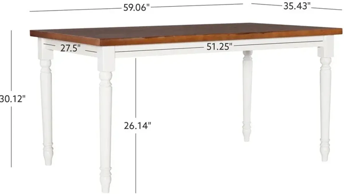 Clayes Dining Table - White and Brown