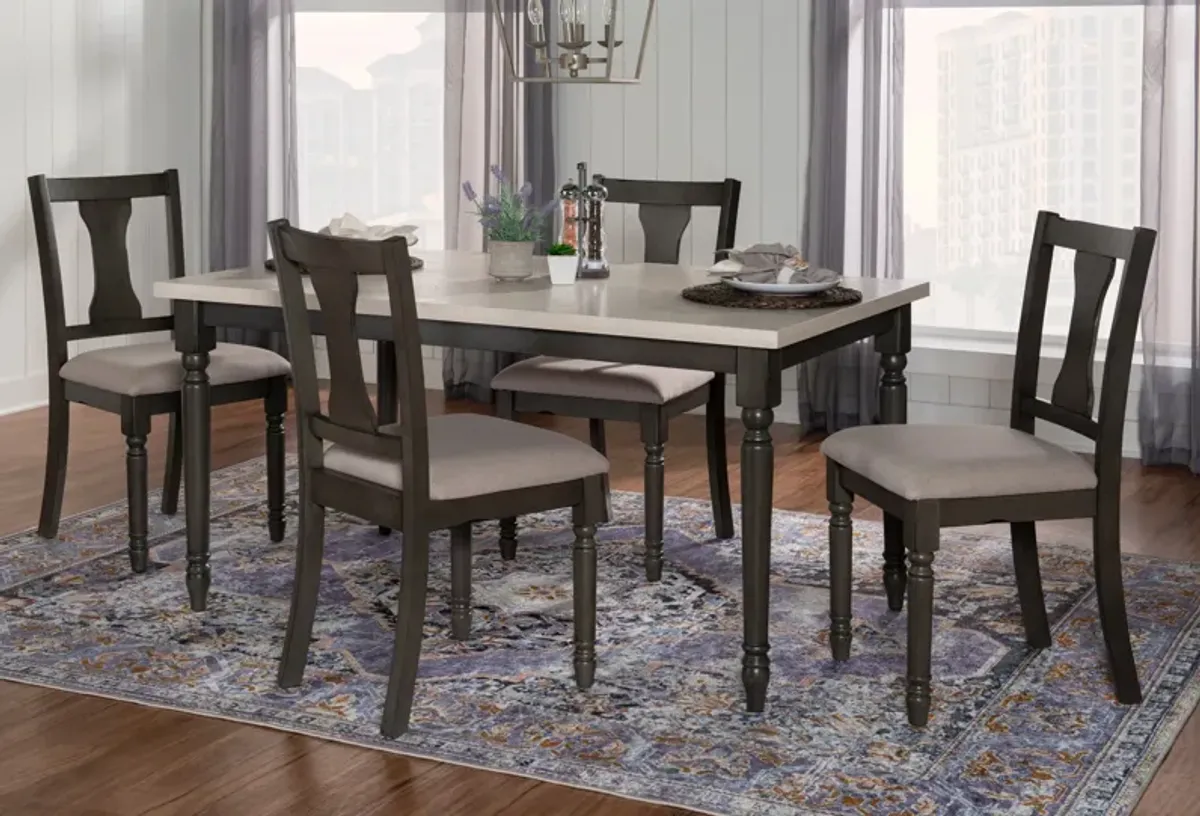 Clayes Dining Table and 4 Chairs - Gray and White