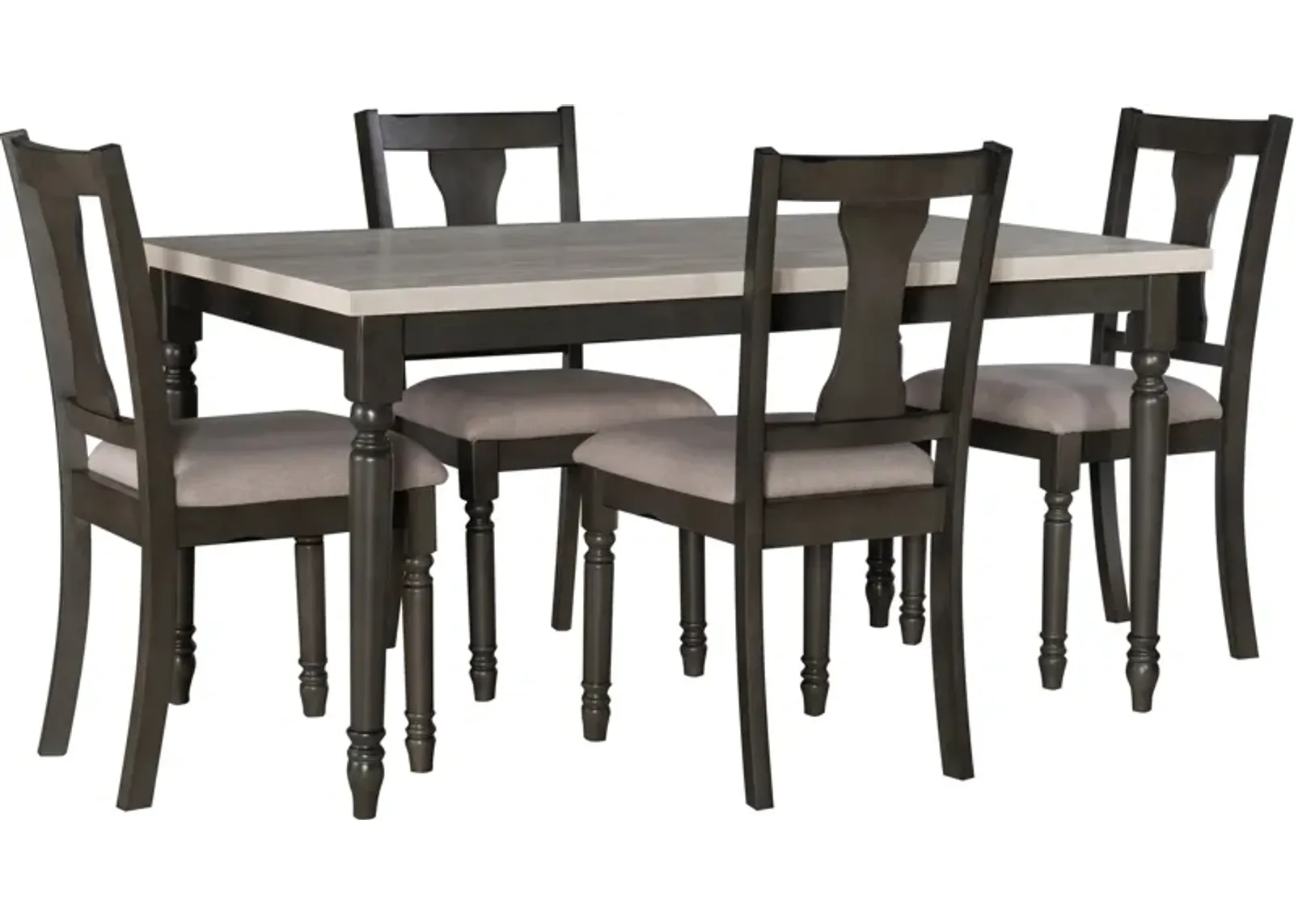 Clayes Dining Table and 4 Chairs - Gray and White