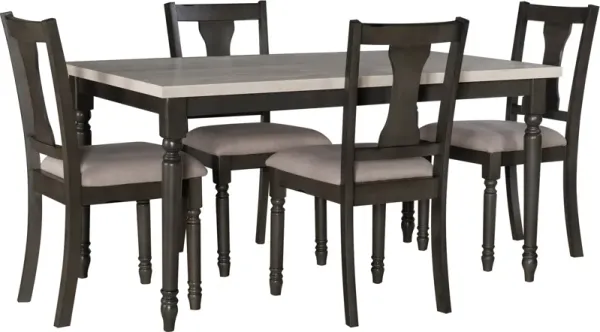 Clayes Dining Table and 4 Chairs - Gray and White