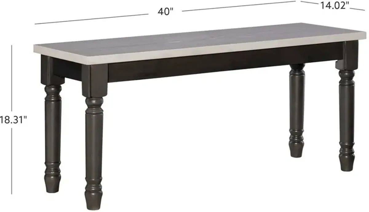 Clayes Dining Bench - Gray and White