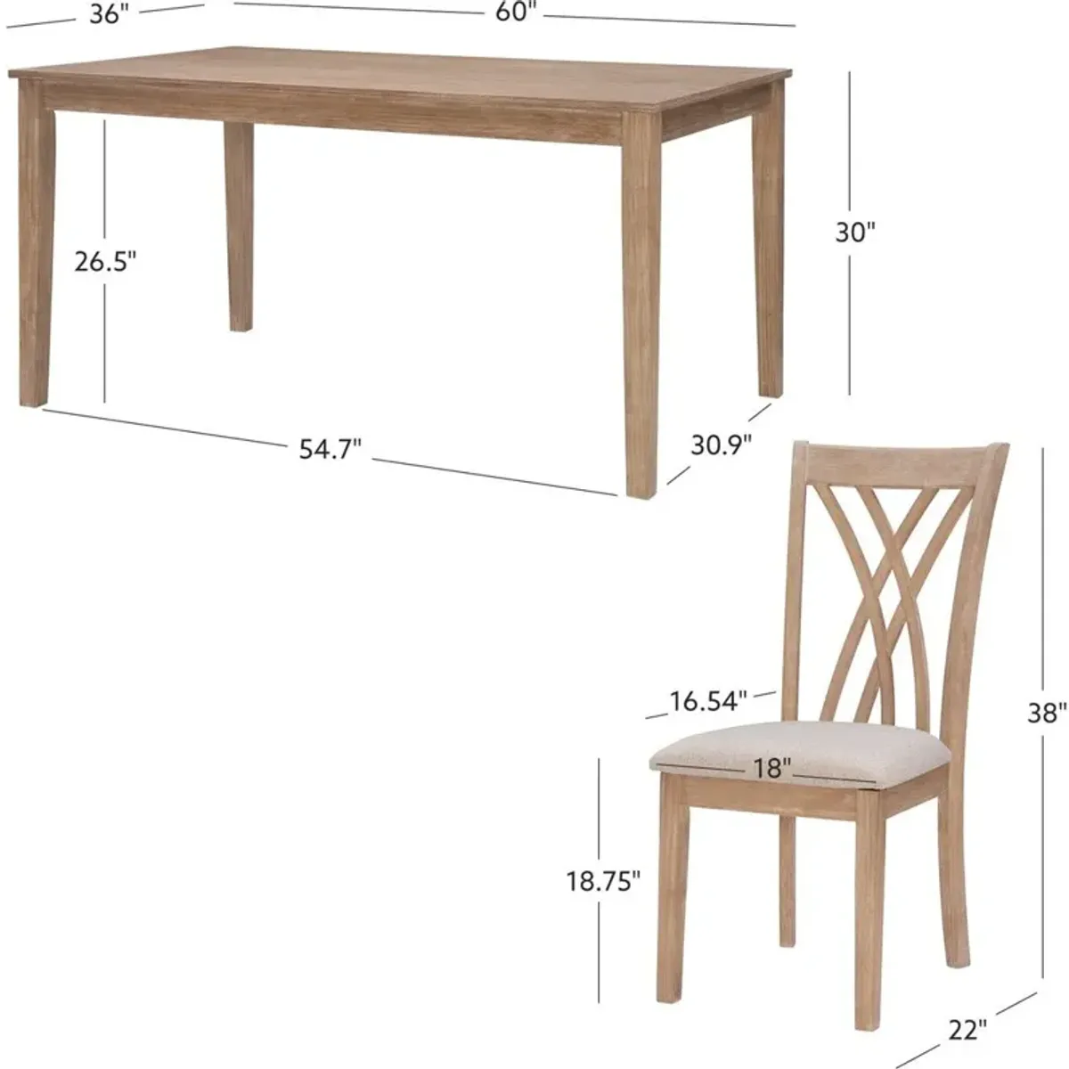 Boyd Dining Table and 6 Chairs - Natural