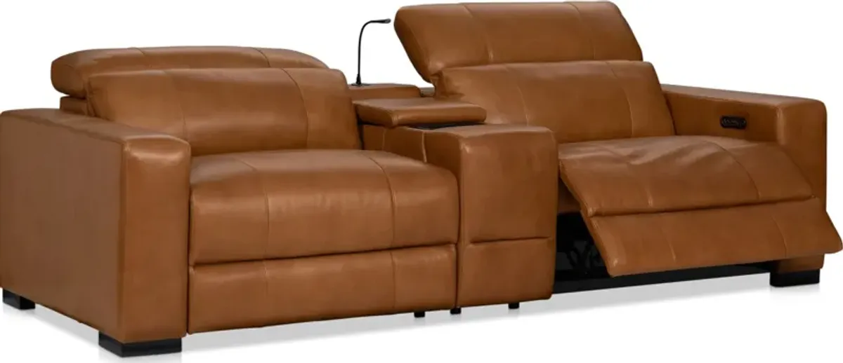 Chapman 3-Piece Dual-Power Reclining Loveseat with Console - Saddle