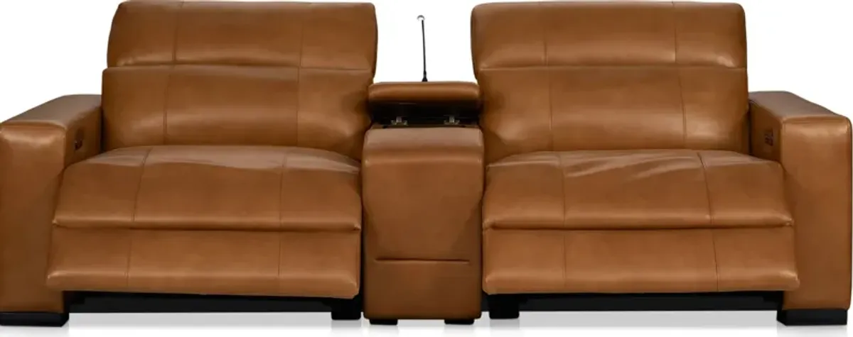 Chapman 3-Piece Dual-Power Reclining Loveseat with Console - Saddle