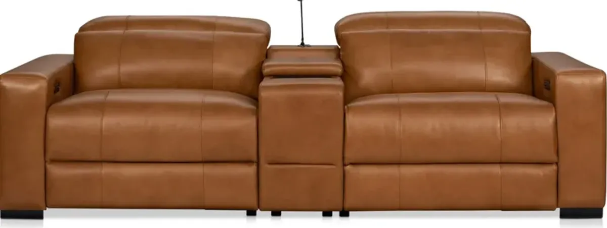 Chapman 3-Piece Dual-Power Reclining Loveseat with Console - Saddle