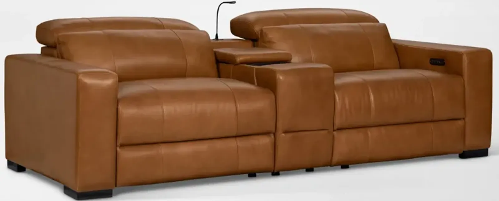 Chapman 3-Piece Dual-Power Reclining Loveseat with Console - Saddle