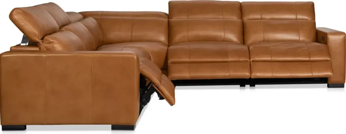 Chapman 5-Piece Dual-Power Reclining Sectional - Saddle