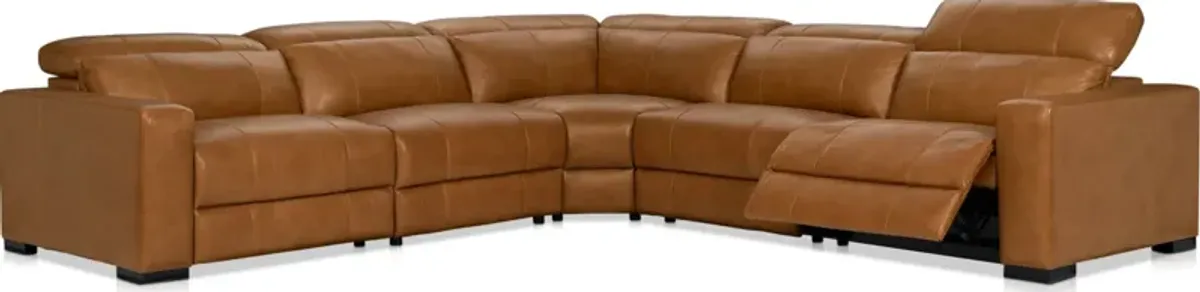 Chapman 5-Piece Dual-Power Reclining Sectional - Saddle