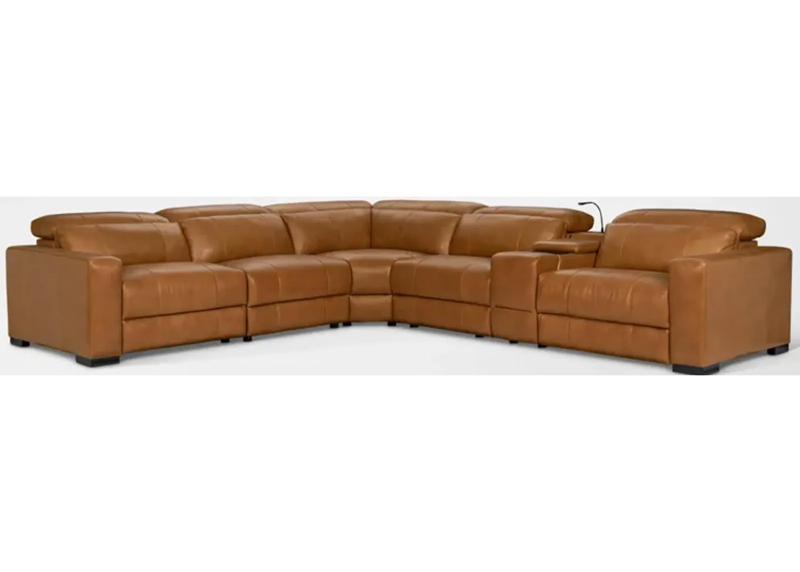 Chapman 6-Piece Dual-Power Reclining Sectional with Console - Saddle