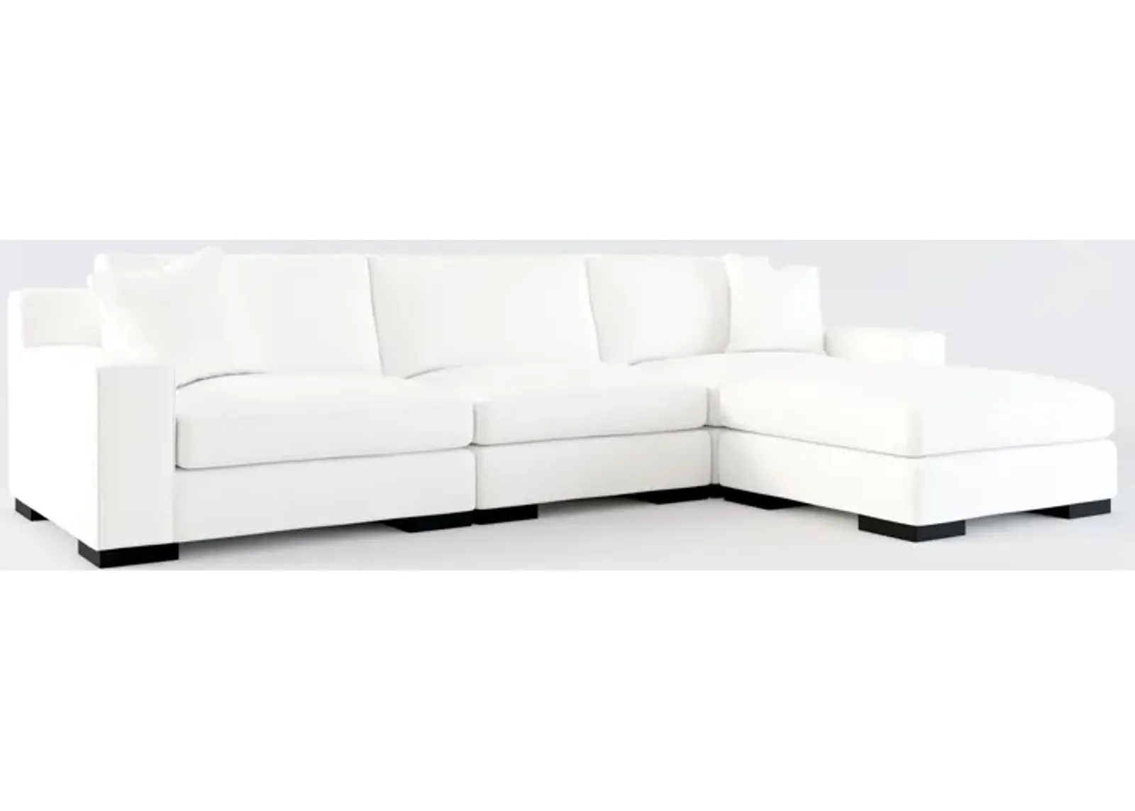 Bondi Foam Comfort 3-Piece Sofa and Ottoman - Contessa Vanilla