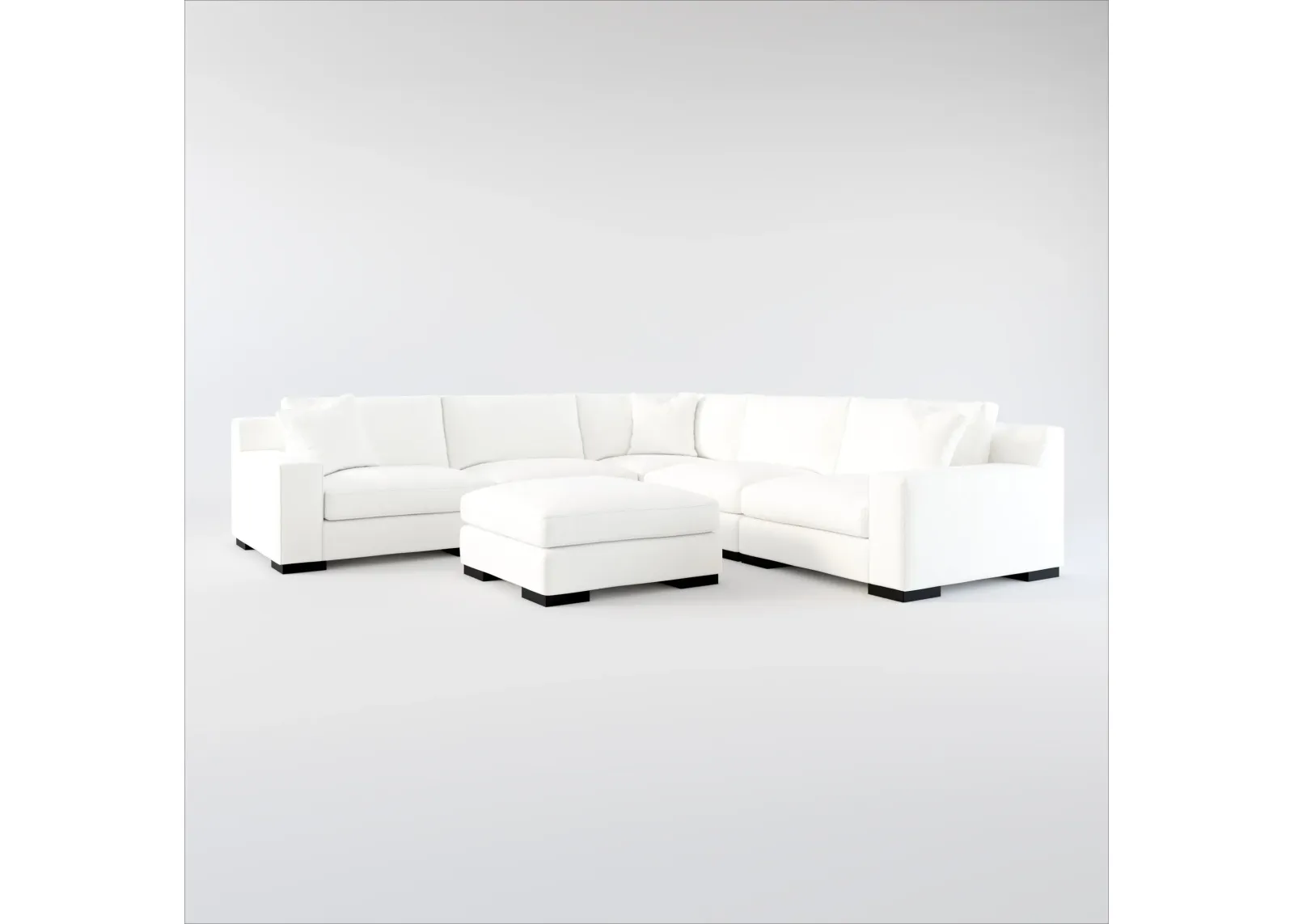 Bondi Foam Comfort 5-Piece Sectional and Ottoman - Contessa Vanilla