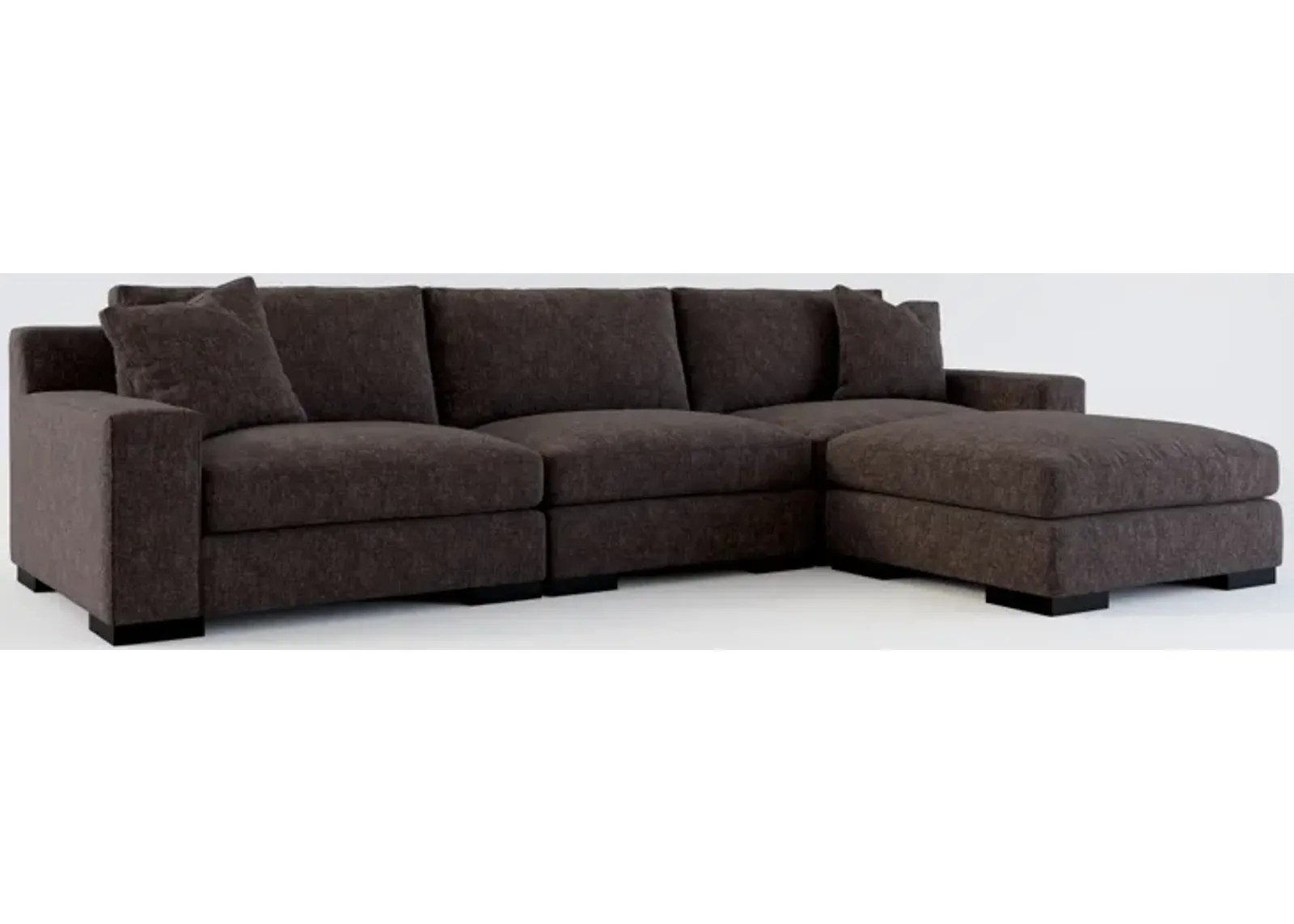 Bondi Hybrid Comfort 3-Piece Sofa and Ottoman - Contessa Java