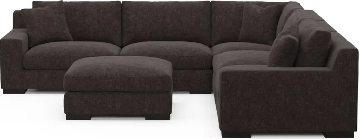 Bondi Hybrid Comfort 5-Piece Sectional and Ottoman - Contessa Java