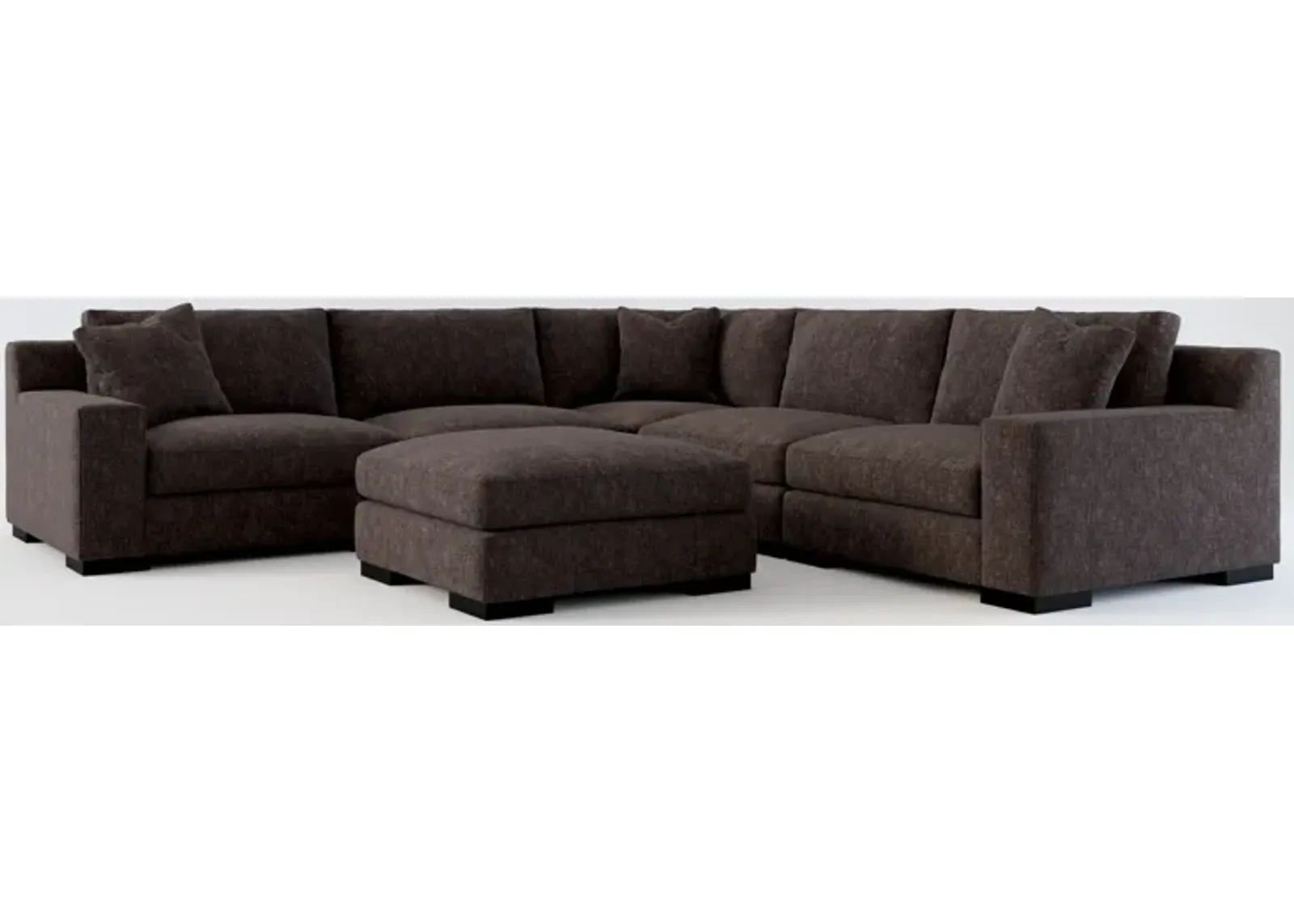 Bondi Hybrid Comfort 5-Piece Sectional and Ottoman - Contessa Java