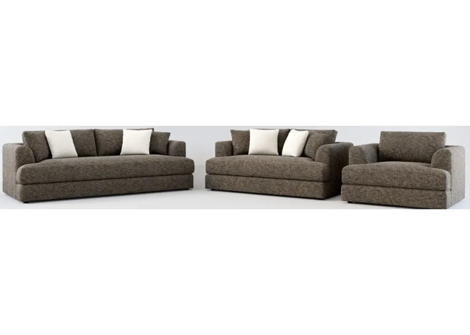 Ridley Foam Comfort Sofa, Loveseat, and Chair Set - M Walnut