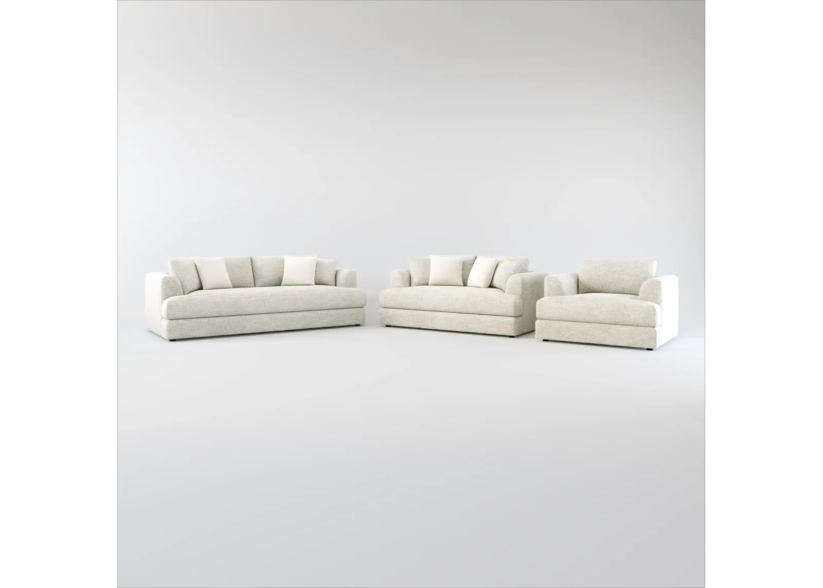 Ridley Foam Comfort Sofa, Loveseat, and Chair Set - M Ivory