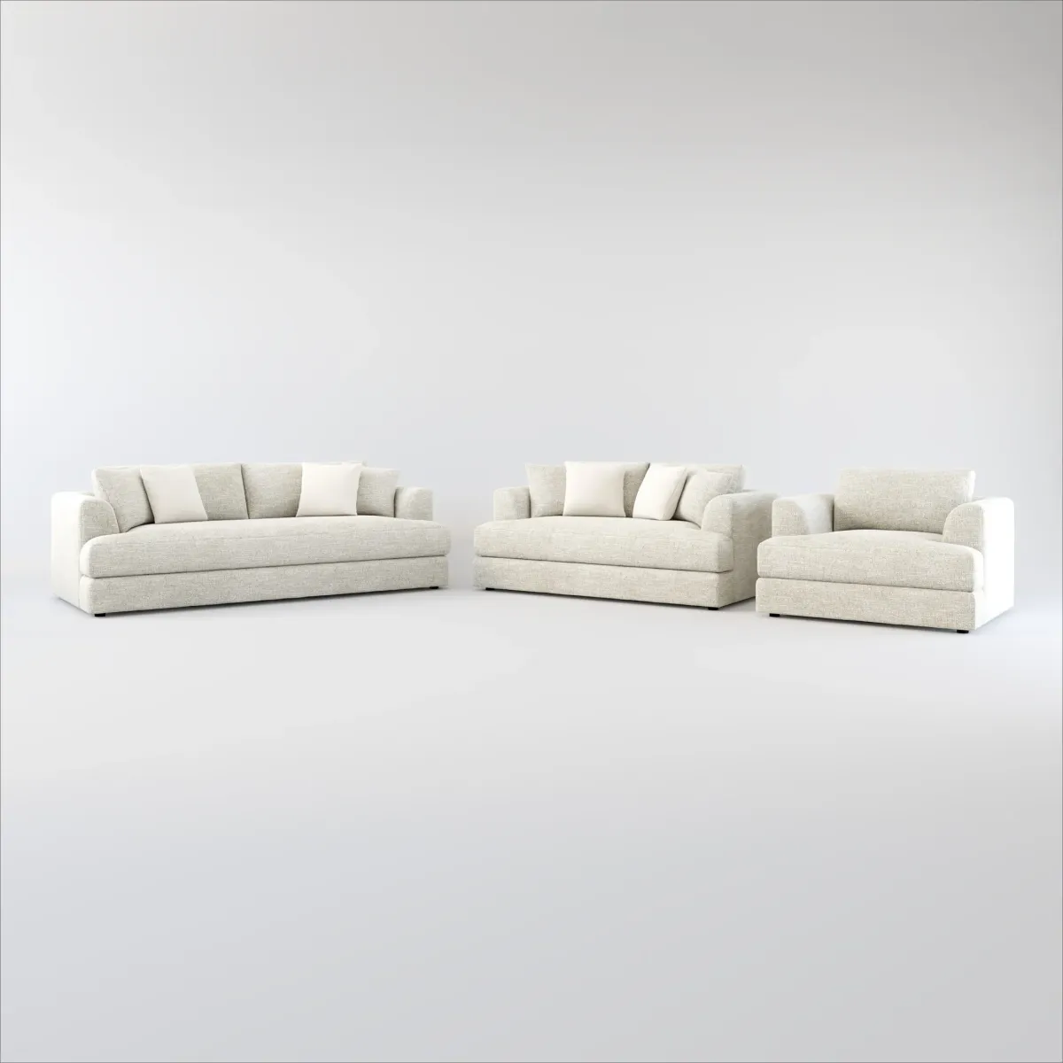 Ridley Foam Comfort Sofa, Loveseat, and Chair Set - M Ivory