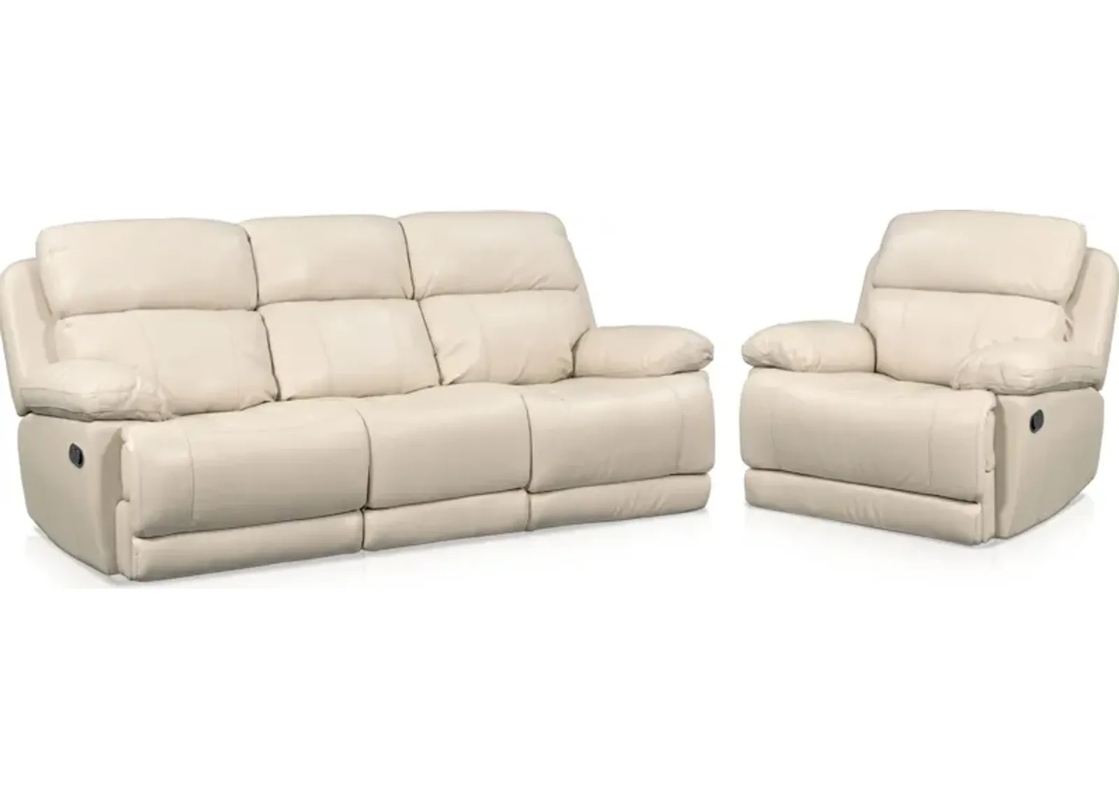 Monte Carlo Manual Reclining Sofa and Recliner Set - Cream