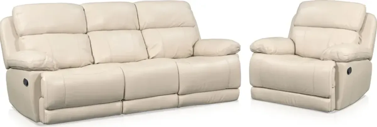 Monte Carlo Manual Reclining Sofa and Recliner Set - Cream