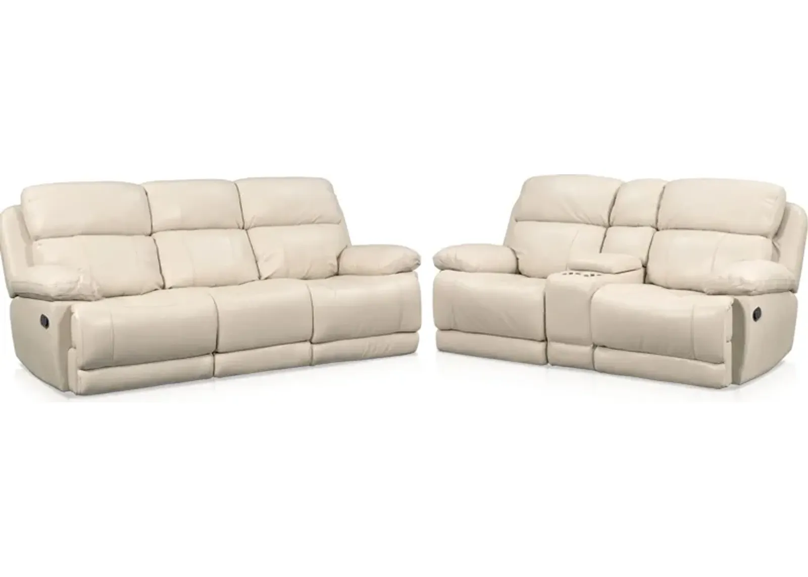 Monte Carlo Manual Reclining Sofa and Loveseat Set - Cream