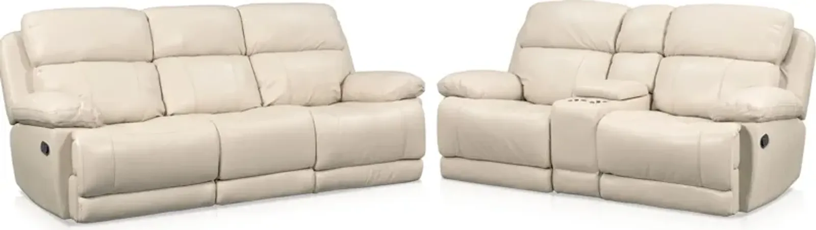 Monte Carlo Manual Reclining Sofa and Loveseat Set - Cream