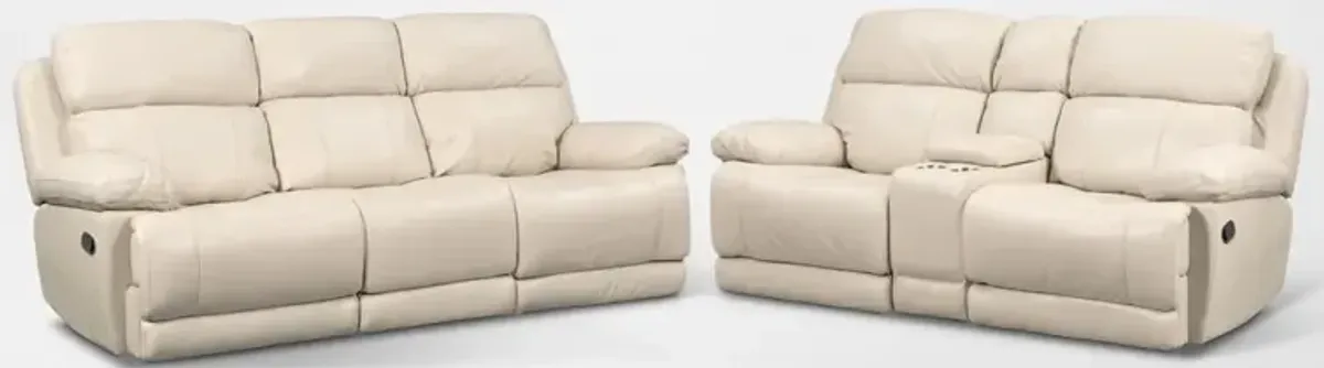 Monte Carlo Manual Reclining Sofa and Loveseat Set - Cream