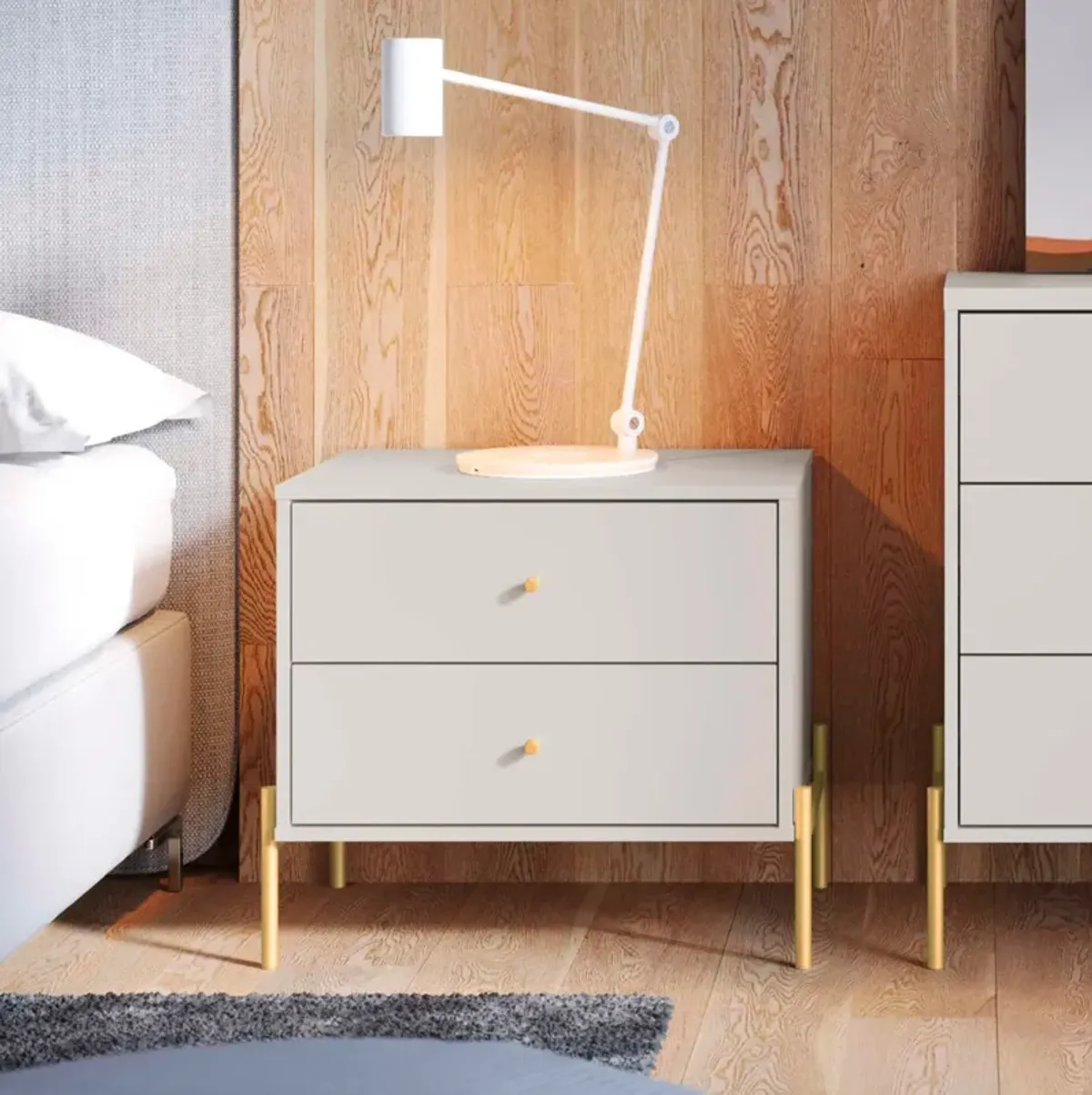 Elowen 2 Drawer Nightstand - White Gloss