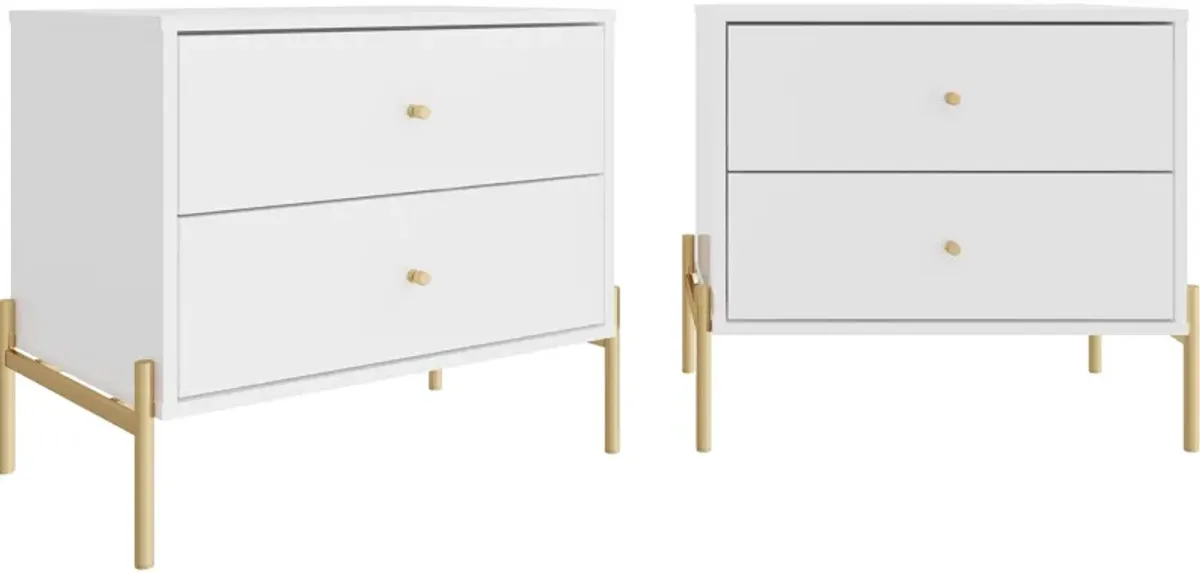 Elowen Set of 2 2 Drawer Nightstands - White Gloss